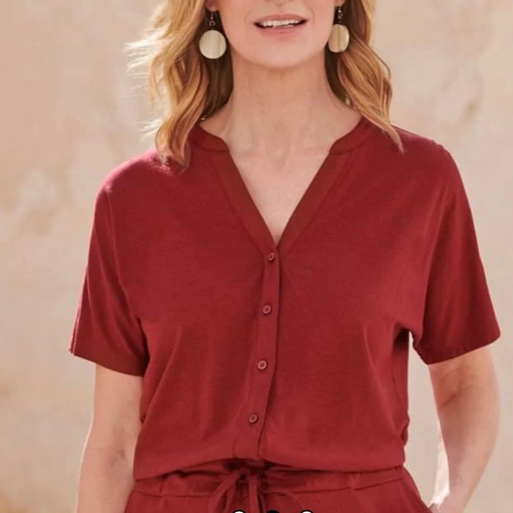 WooolOvers Button Through Jumpsuit in Carmine Red Size Small - Picture 9 of 15